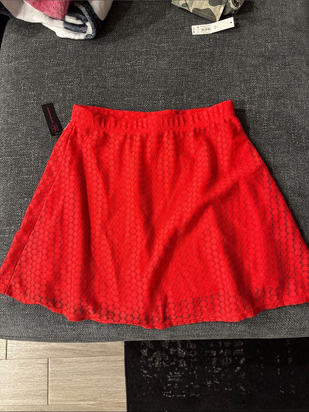 No boundaries Red Eyelet A-Line Skirt size m